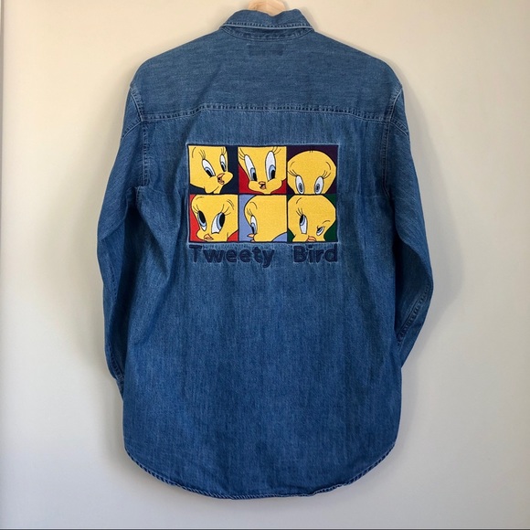 Warner Bros. Tops - Vintage 90s Looney Tunes Tweety Bird Denim EUC Y2K